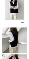 Suéter de mujer chaleco Otoño e Invierno coreano suelto negro cuello pico tejido chaleco sin mangas suéter de mujer - details 5