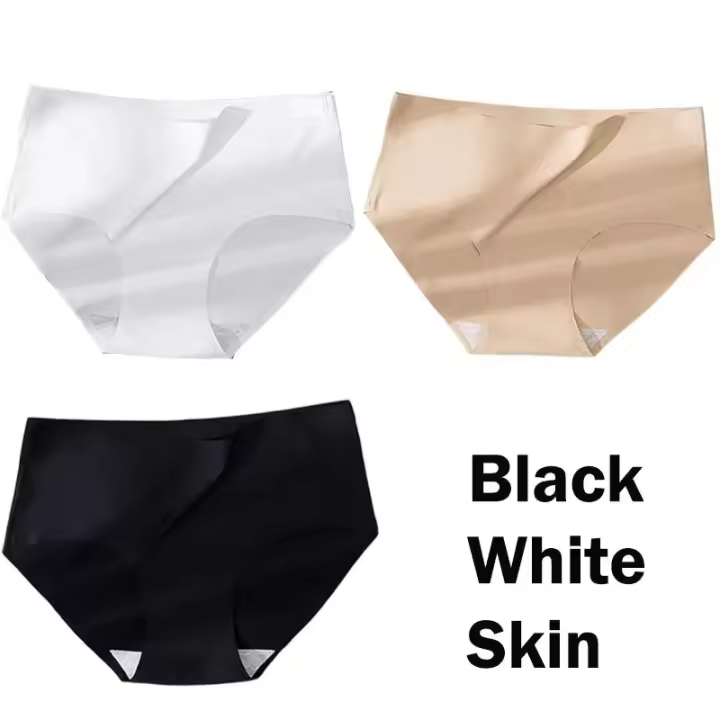 Ropa interior de seda helada para mujer, bragas sin costuras, bragas íntimas para niña, calzoncillos de talla grande, múltiples opciones de colores, lencería femenina, 3 uds. - 1