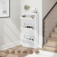 3 Cajones Abatibles Mueble Recibidor Organizador para Zapatos Estrecho Metal Ahorro Espacio Blanco 50x15x106 cm - details 5