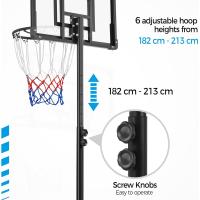 Canasta de Baloncesto para Exteriores/Interiores Altura Ajustable 182-213 cm Canasta Portátil con Ruedas con Base de Plomo para Niños y Adultos Negro/Blanco - details 4