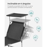 Silla de Sentado al Aire Libre Ajustable Plegable, 193 x 53 x 29 cm, Capacidad de 150 kg, con Parasol, reposacabezas, Respaldo - details 39