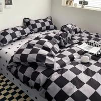 Juego de funda nórdica a cuadros negra y gris, ropa de cama Reversible con rejilla geométrica, funda de edredón suave para niños, adolescentes y adultos, decoración de dormitorio - details 3