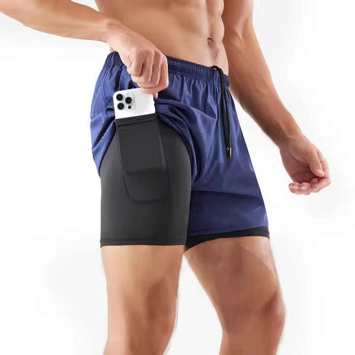 Pantalones Deportivos de Dos en Uno para Hombres Secado Rápido, Bolsillos, Comodidad en Verano - 1