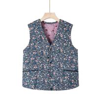 Chaquetas florales, chaqueta ultraligera sin mangas de otoño, base de algodón cálida para invierno, chaqueta con botones para mujer - details 4