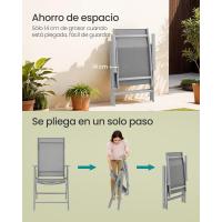Sillas Plegables de Jardín, Juego de 4, Silla de Exterior con Marco de Metal, Respaldo Reclinable en 8 Ángulos, Carga de 150 kg, Gris GCB30GY - details 5