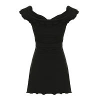 Vestido Mini Gótico Plano BUNO Manga Larga, con Volantes para Mujeres Vestido de Verano de Moda Y2K - details 7