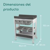 Bañera Cambiador Bebé 2 en 1, 0-12 M (máx 11 kg), Fácil de Mover 4 Ruedas con Freno, Múltiples Compartimentos Almacenamiento, Colchón Cambiador Acolchado, Fácil Drenaje, Gris Mist - details 5