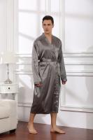 Albornoz largo de talla grande 3XL para hombre, ropa de dormir negra para novio, bata de boda, ropa de dormir de primavera y verano, ropa de dormir holgada de satén para el hogar - details 18