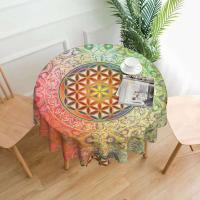 Mantel circular mandala, flor de loto de la vida, impermeable, resistente al aceite, 60 pulgadas, forma geométrica sagrada - details 50