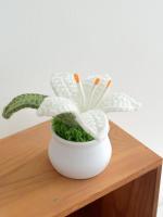 Flores tejidas a mano en maceta de lirio, maceta de flores tejidas de ganchillo delicado, regalo para el día de la madre - details 5