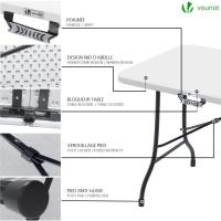Mesa Plegable Multifuncional 180 x 75 cm, Mesa de Fiesta con Asa de Transporte, para Jardín, Terraza, Balcón, Blanco - details 24