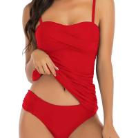 Traje de baño básico de una pieza talla grande XXL con giro frontal, tankini para mujer, ropa de playa de color sólido, traje de baño, conjunto de bikini - details 2