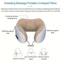 Almohada eléctrica de masaje para el cuello, almohada en forma de U, se adapta al cuello, calefacción ajustable para masajear y relajarse, algodón con memoria duradera - details 6