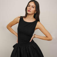 Y24DS283 Ropa de Mujer Vestido de Verano Nuevo Color Sólido Sin Mangas con Parches - details 5