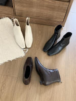 Versión coreana de versátil tubo corto botas delgadas nueva con falda botas cortas de tacón grueso zapatos franceses de mujer - details 13