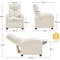 Sillón de Masaje Silla Relax Butaca Sofá Ajustable de Relajación con Función Reclinable para Sala de Estar y Dormitotio Gris - details 49