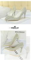 9219-A22K Zapatos planos de banquete sexis con diamantes de agua puntiagudos para boda a la moda, tacones altos de aguja de verano - details 16