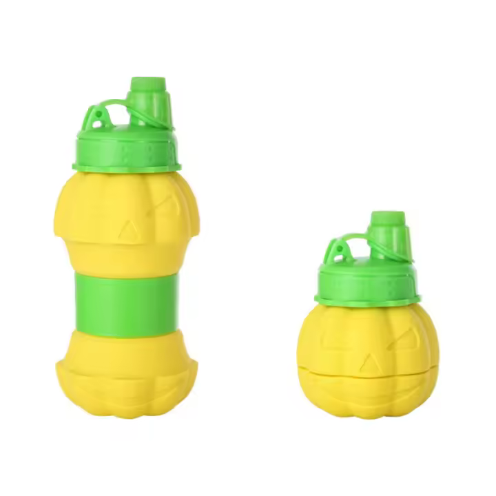 Botella de agua plegable de calabaza, taza de agua plegable de silicona retráctil, botellas deportivas de silicona de gran capacidad de 550ml - 1