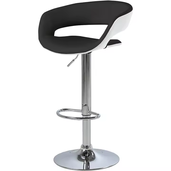 Mueble Jack Juego de 2 Taburetes de Bar, Al. : 104 x An. : 54,5 x Prof.: 48,5 cm, Negro/Bianco/Cromo, Cuero Sintético/Metal, 2 pz - 1