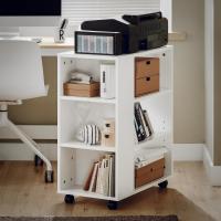 Mesa Auxiliar con 2 Estantes Consola Mesita de Noche con Ruedas Mesa Blanca Mesita 70 x 35 x 60 cm FBT34-W ES - details 47