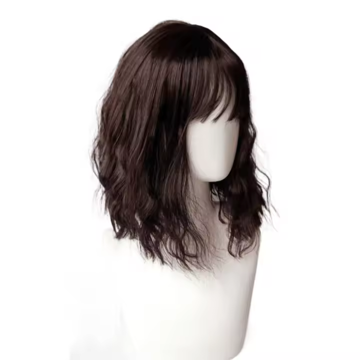 Pelucas Bob de estilo coreano para mujer, extensión de cabello hasta los hombros, pelucas rizadas onduladas cortas, pelucas sintéticas postizas esponjosas con flequillo para Cosplay - 1