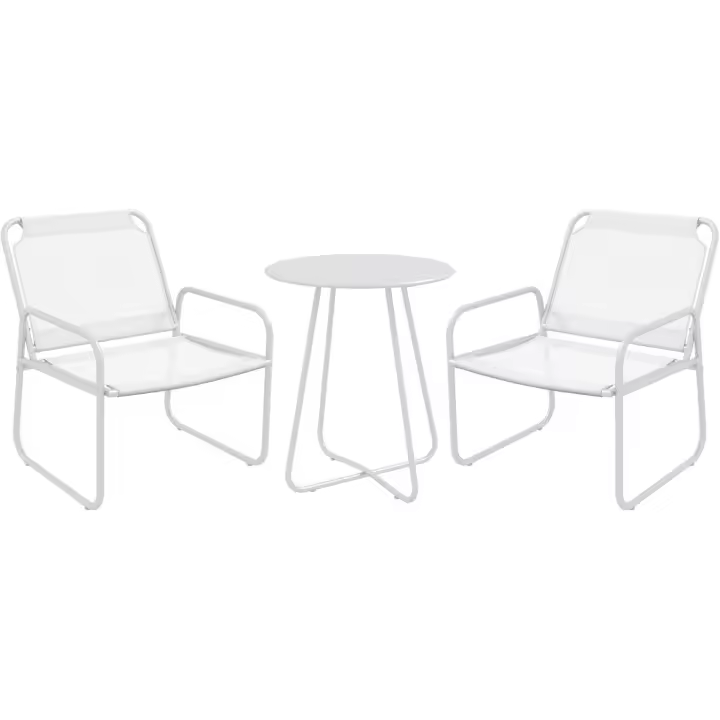Juego de Muebles de Jardín Exterior Mesa Redonda, Sillas y Taburete de Acero con Respalones Ajustables para el Descanso - 1