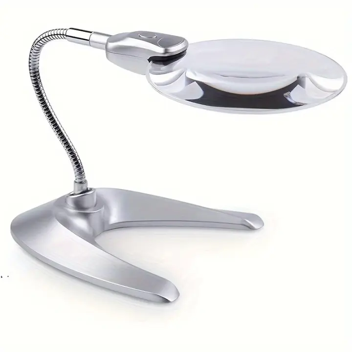 Lupa de escritorio LED grande con luz y soporte, lupa iluminada de escritorio, Ideal para trabajo cerrado, lectura, Dibujo, Costura y más - 1