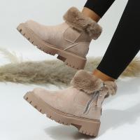 Botas de invierno de las mujeres de moda, zapatos de algodón cálidos y gruesos, forro de agarre a mitad de la pantorrilla, las mujeres de una sola pieza de invierno botas de ante tobillo - details 5