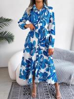 Vestido de verano bohemio de playa, manga larga, cuello en V, floral, abertura lateral, ligero y de tela suave. - details 3