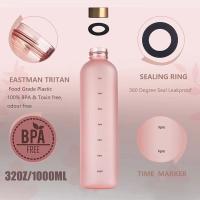 Taza de agua sin BPA, botella de agua para deportes al aire libre, taza espacial de plástico esmerilado con escala de tiempo, vaso de gran capacidad de 1000ml - details 0