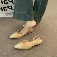 Sandalias de Tacón Bajo 24 para Mujer Color Nude Francés, Punta Afilada, Estilo Pequeño Fragante, Tacones Gruesos, Estilo Trasero - details 1