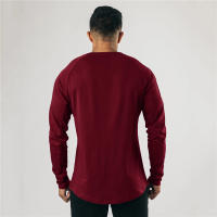 Black Slim Fitting T-shirt Top Simple Casual American Tough Guy Fitness Long Sleeve - details 22