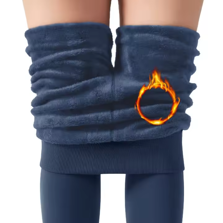 Leggings cálidos de terciopelo para mujer, cintura alta, elásticos, Color sólido, invierno - 1