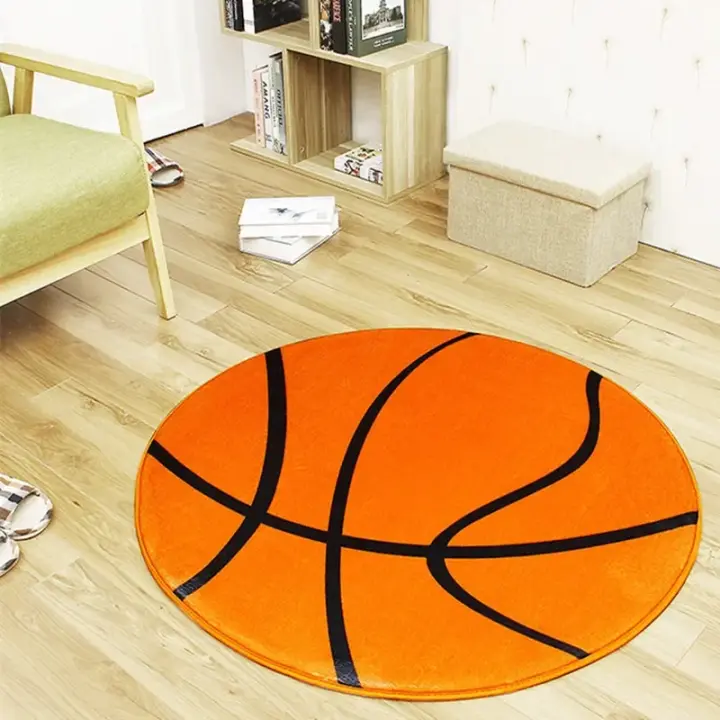 Alfombra de Fútbol Suave y Cómoda Redonda para Dormitorio y Sala de Estar Temática Deportiva - 1