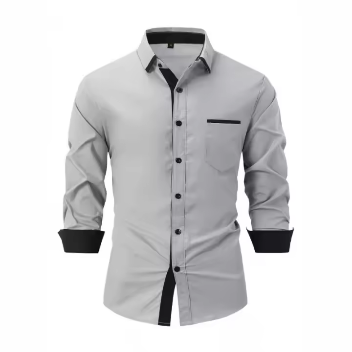 Camisa casual con cuello para hombre, a la moda. - 1