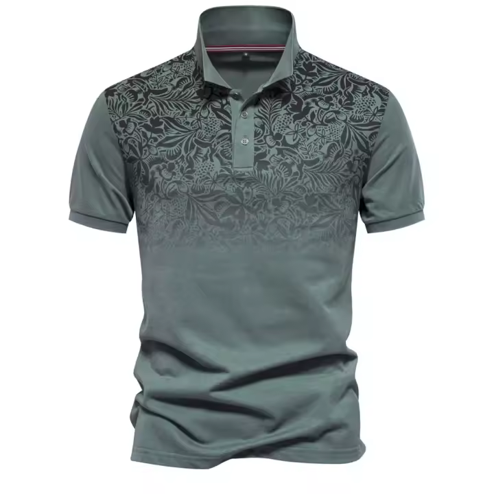 Polos de mezcla de algodón con estampado degradado de nuevo diseño para hombres Polos de manga corta de moda de verano para hombres - 1