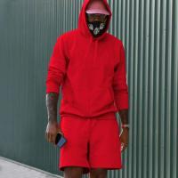 Conjunto de sudadera y pantalón corto de color sólido para hombre, informal y a la moda - details 11