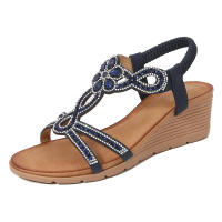 Sandalia 2025 Nuevas sandalias de moda con diamantes de agua Zapatos de mujer con tacón inclinado y parte inferior gruesa - details 3