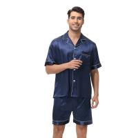 Conjunto de Pijama de Manga Corta para Hombre de Talla Grande Pantalones Cortos de Satén, Ropa de Dormir Fresca, Traje de Pijama Informal de Verano - details 5