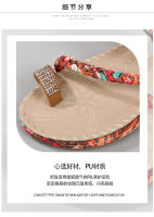 Sandalias de cuña bohemias con cuentas de madera y diamantes de imitación, cómodas y de talla grande para mujer, nueva moda 2025 - details 3