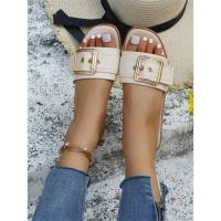 Nuevas zapatillas planas blancas de oficina resistentes al desgaste con punta abierta y hebilla con personalidad para mujer, sandalias de playa de arena para verano, zapatos de mujer - details 1