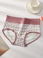 4 piezas de bragas con estampado de corazón, cómodas y transpirables, estampado rosa, lindas, ajuste ceñido, cintura media-alta para mujer. - details 3