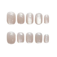 Uñas artificiales redondas y brillantes para mujer, decoración de uñas de manicura, Ojo de gato, 10 piezas - details 0