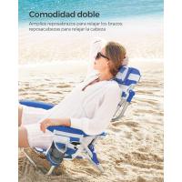 Silla Portátil Ajustable para Acampar Azul y Blanco 2 Fundas Laterales Respaldar y Apoyabrazos - details 6