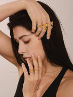Mujeres de moda geométrica modelo Único de Maple inoxidable Anillo de joyería de moda Irregular Dedo Abierto Anillo para Niños Fiesta Cumpleaños Gift - details 12