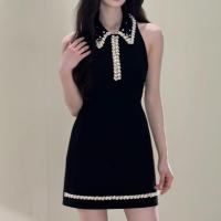 Xiaoxiangfeng Qianjin Miu serie cintura de mujer ceñida, adelgazante, sensación de alta gama, vestido pequeño con cuentas de uñas de industria pesada, - details 3