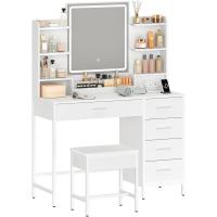 Espejo HD con Luces LED Ajustables Moderno, Blanco-Dorado, 5 Cajones y 10 Compartimentos, Enchufable y USB - details 21