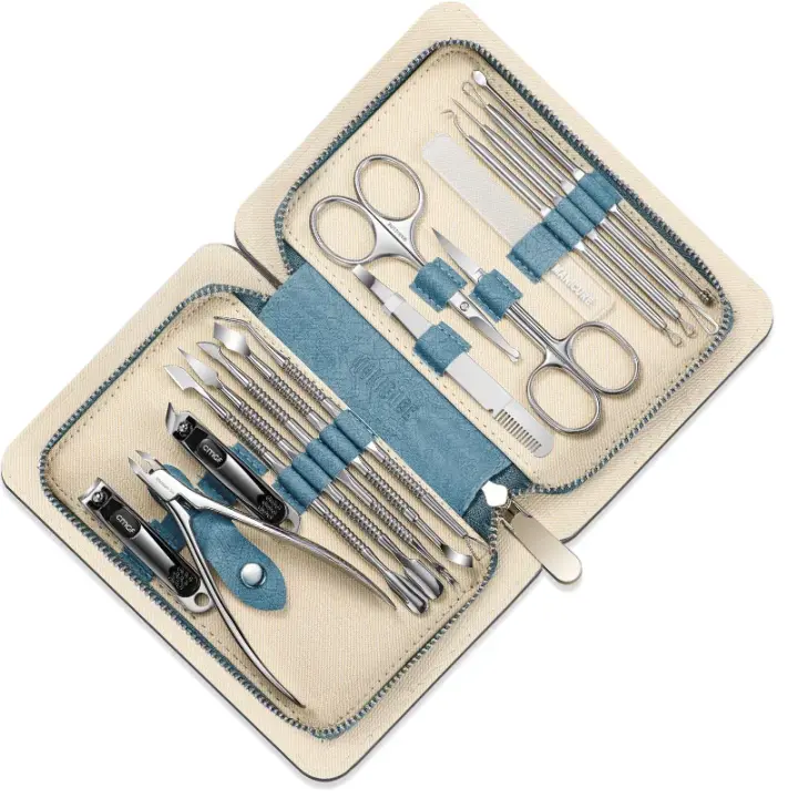 Juego de manicura de alta calidad, Kit de funciones completas 16 en 1, juegos profesionales de pedicura de acero inoxidable con estuche portátil, Idea de regalo - 1