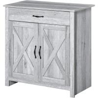 Buffet 1 Cajón 2 Puertas Estante Interior Ajustable Mueble Auxiliar Decorativo Comedor 80x397x80 cm Gris - details 0