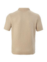 Hombre verano slim transpirable transpiración suelta casual color sólido jacquard hombre manga corta Polo - details 2